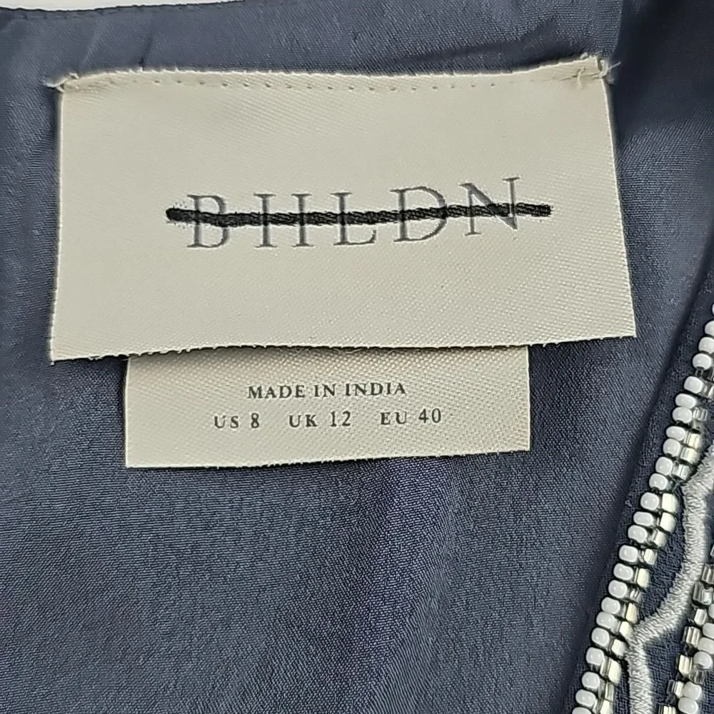 NWOT Anthropologie BHLDN Gray Fresna Short Sleeve V-Neck‎ Beaded Maxi Dress 8